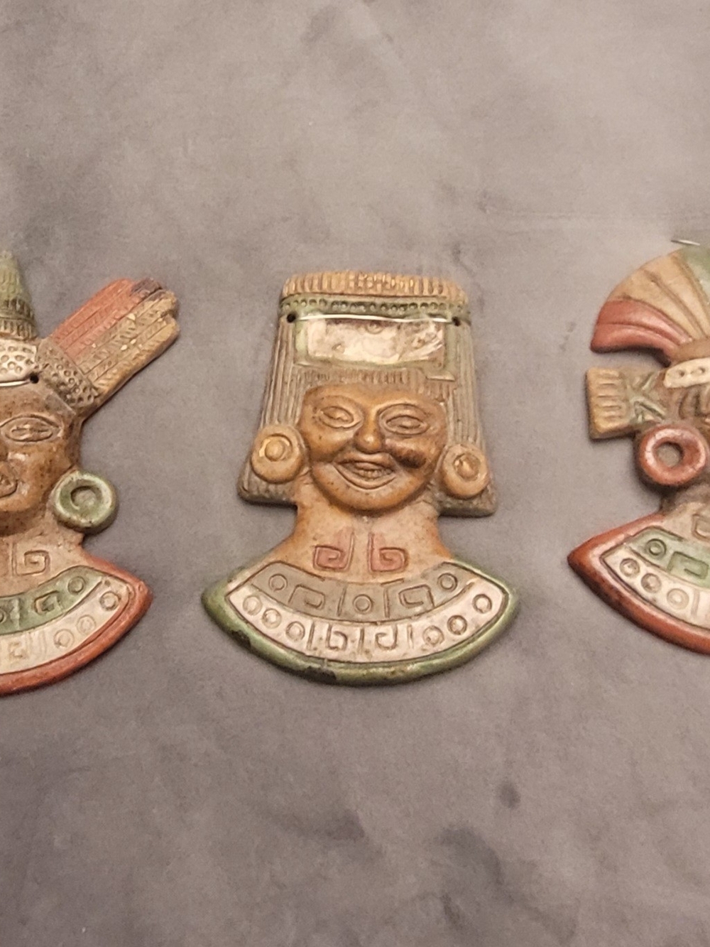 Ethnic Tribal Face Wall Decor Set Of 3 - Earth Tones Boho Chic